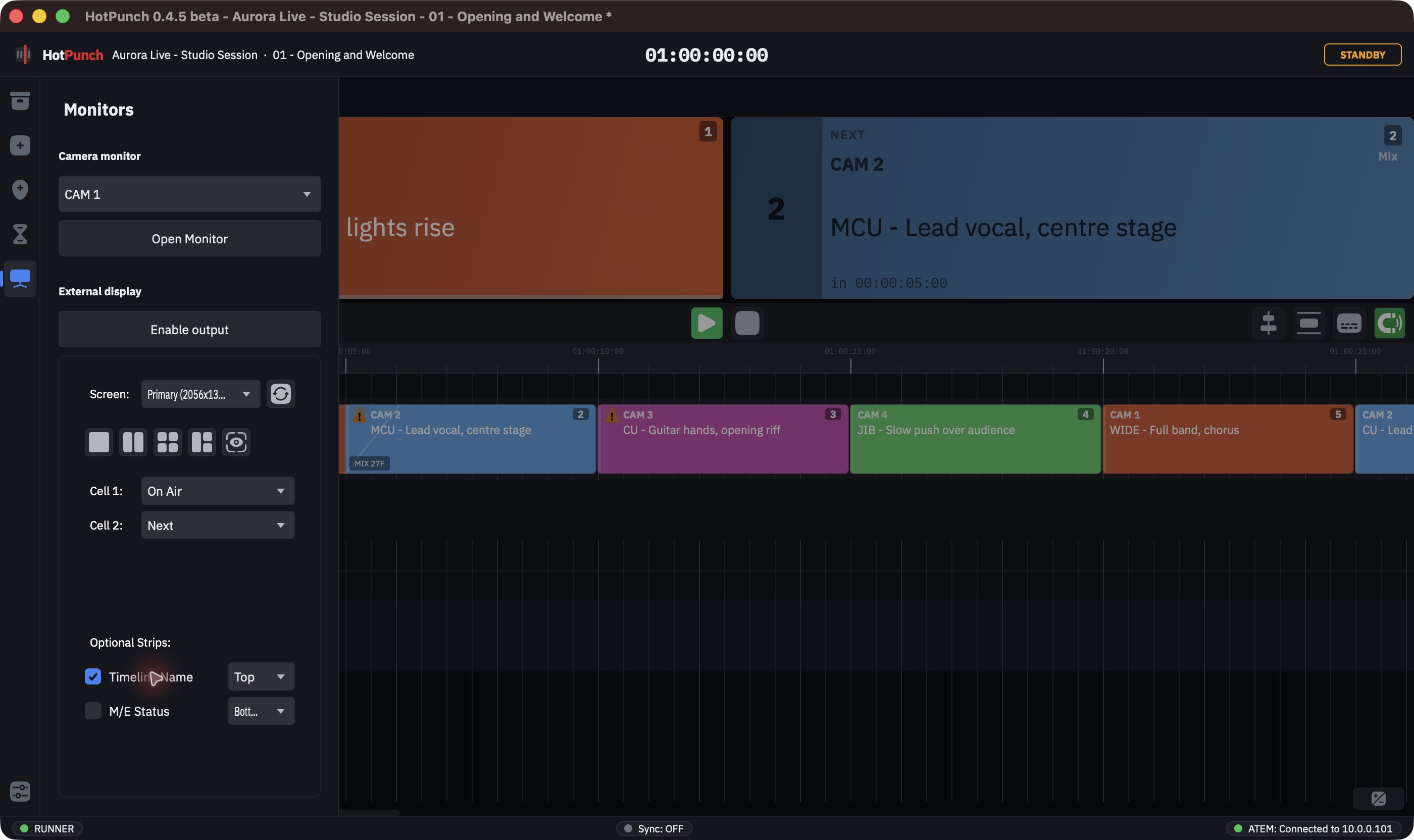 Monitors flyout with the output display controls